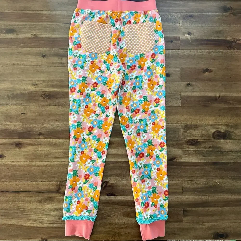 Wildflowers Best Day Ever Cartwheel Joggers Pink Blue Orange Green Floral 12